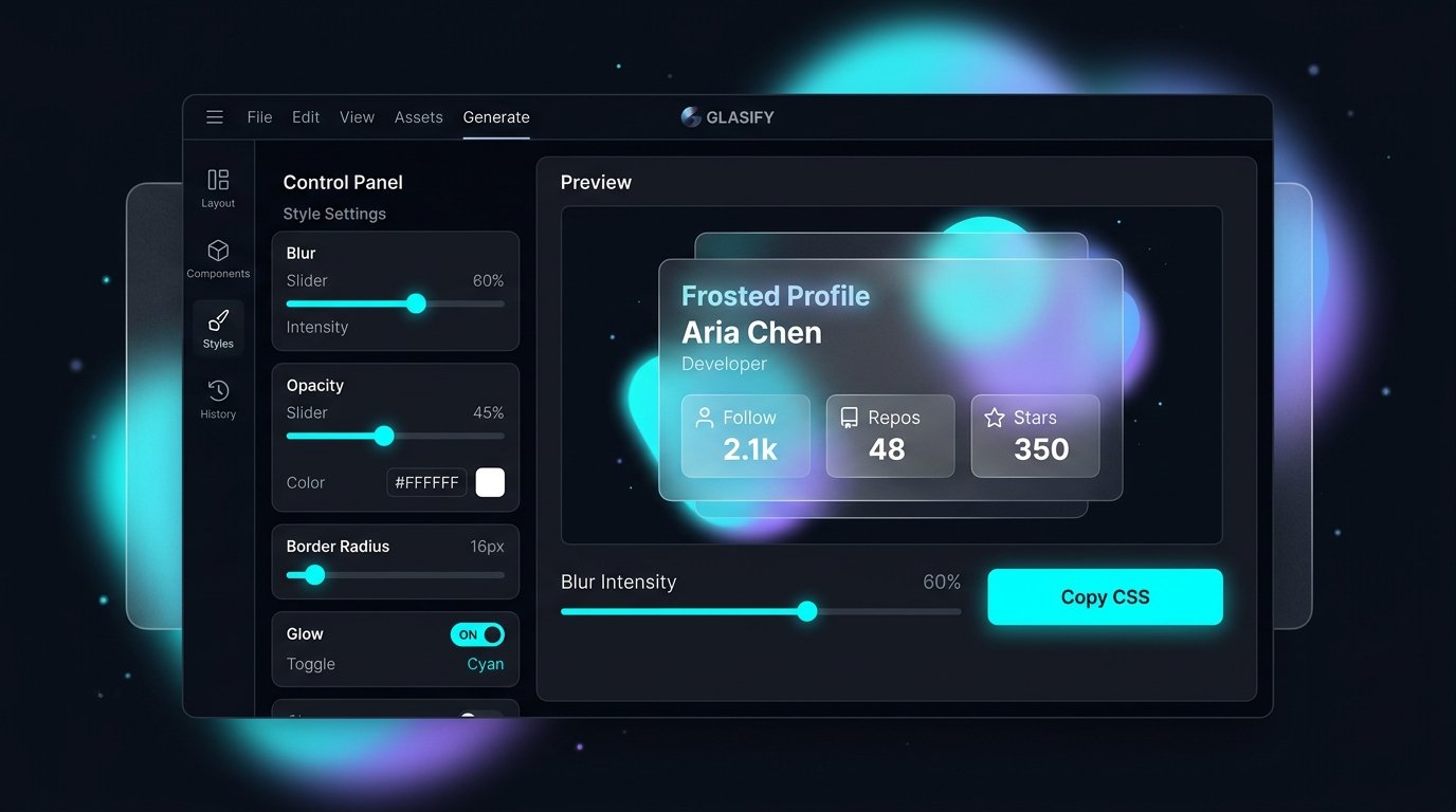 Glassmorphism UI Studio preview