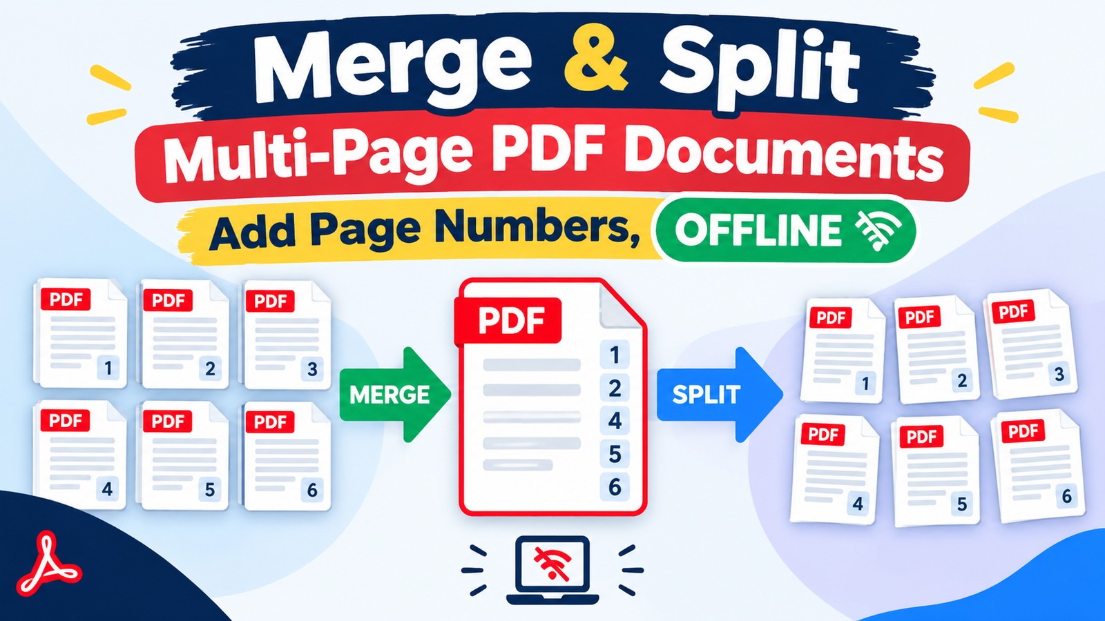 Merge and Number PDF Pages Offline in Piludi PDF Converter